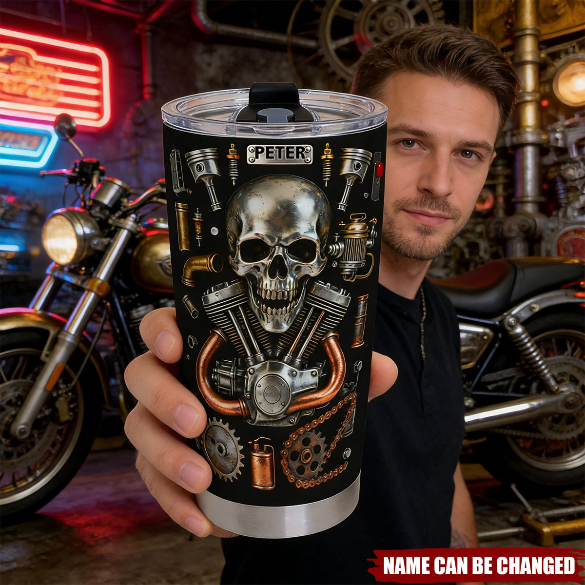 Skull Tumbler - Personalized Gifts For Bikers