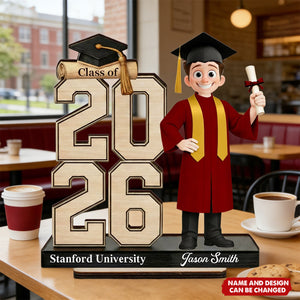 Graduation Cute Cartoon - Personalized Wooden Plaque
