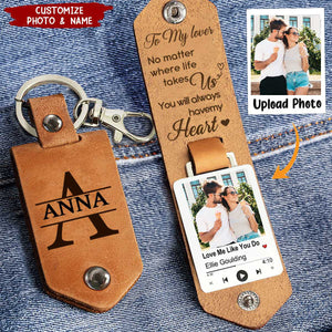 No Matter Where Life Takes Us - Personalized Leather Photo Keychain