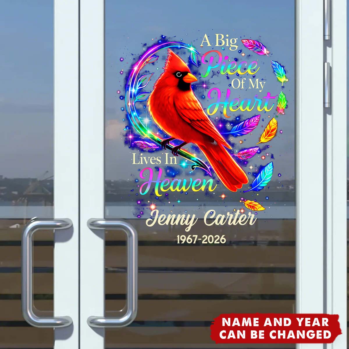 Cardinal Forever Loved My Guardian Angel  - Personalized Decal