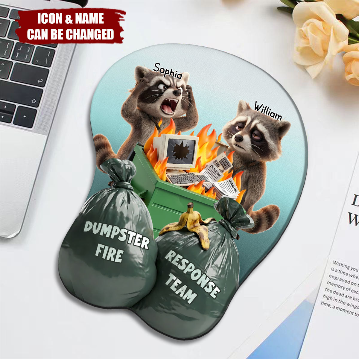 Dumpster On Fire Response Team - Personalized 3D Mouse Pad - Funny Gift For Coworkers