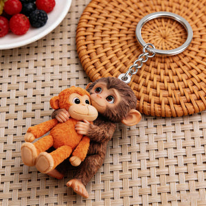 Punch The Monkey Hug - Acrylic Keychain