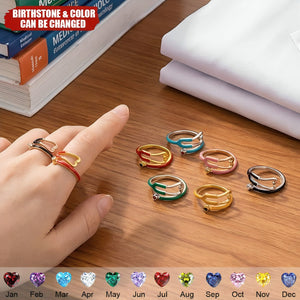 Personalized Multicolor Enamel Stethoscope Heart Birthstone Ring Nurses Week Appreciation Gift for Nurse Doctor Medical Staff
