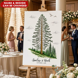 Custom Guest Book Sign Alternative Rustic Pine Tree - Personalized Poster