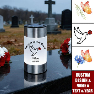 Personalized Exquisite Pigeon Butterfly Floral Solar Garden Light - Cemetery Garden Memorial Gift for Bereaved Families