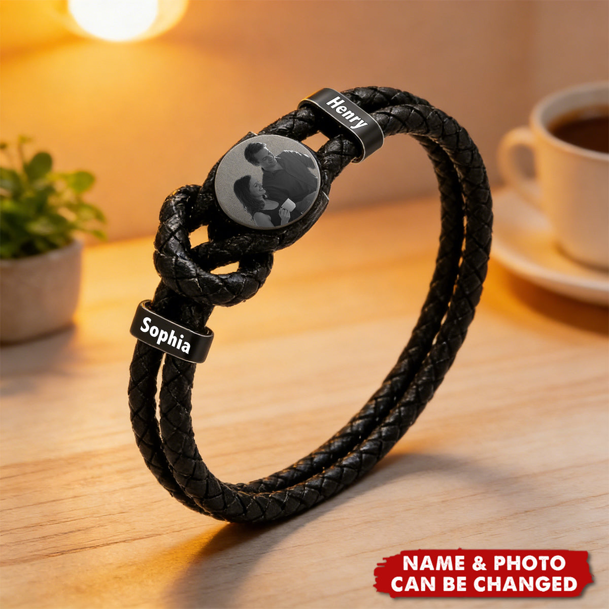 Double-layer Leather Cord Bracelet, Personalized DIY Engraving, Photo-engraved Image
