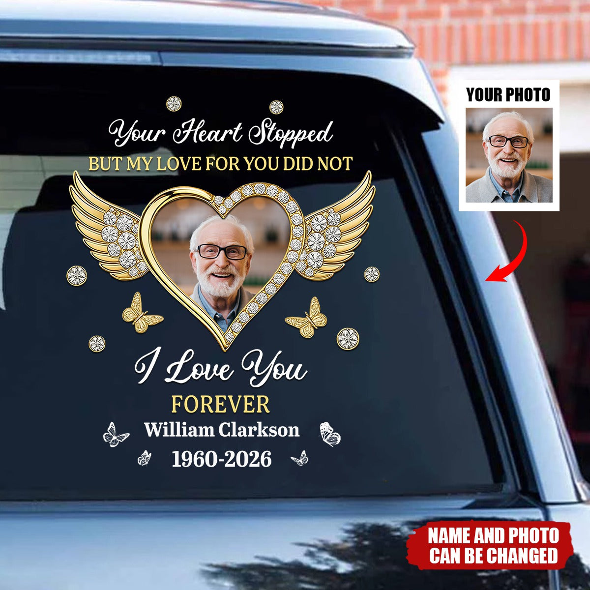 Custom Photo I Love You Forever Memorial Car Sticker