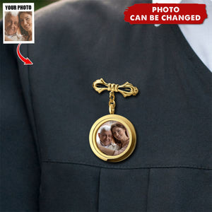 Keep Your Loved One's Memory Close - Custom Grad Gown Memorial Photo Pin - Personalized Bow Pin