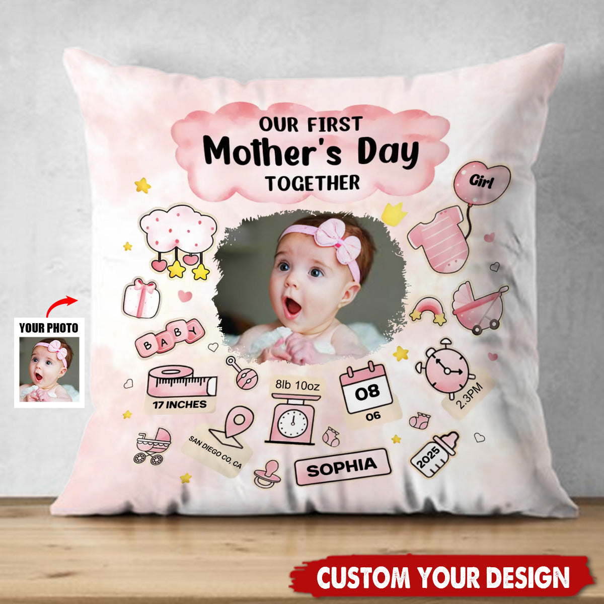 Our First Mother's Day - Personalized Pillow, Gift For Mother, Gifr For New Mother