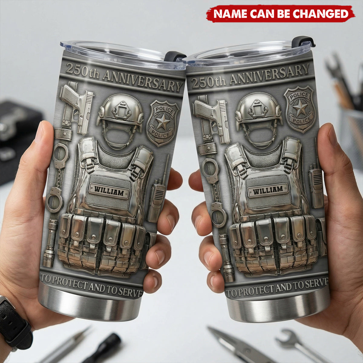 To Protect And To Serve - Personalized Stainless Steel Tumbler, Gift For Police