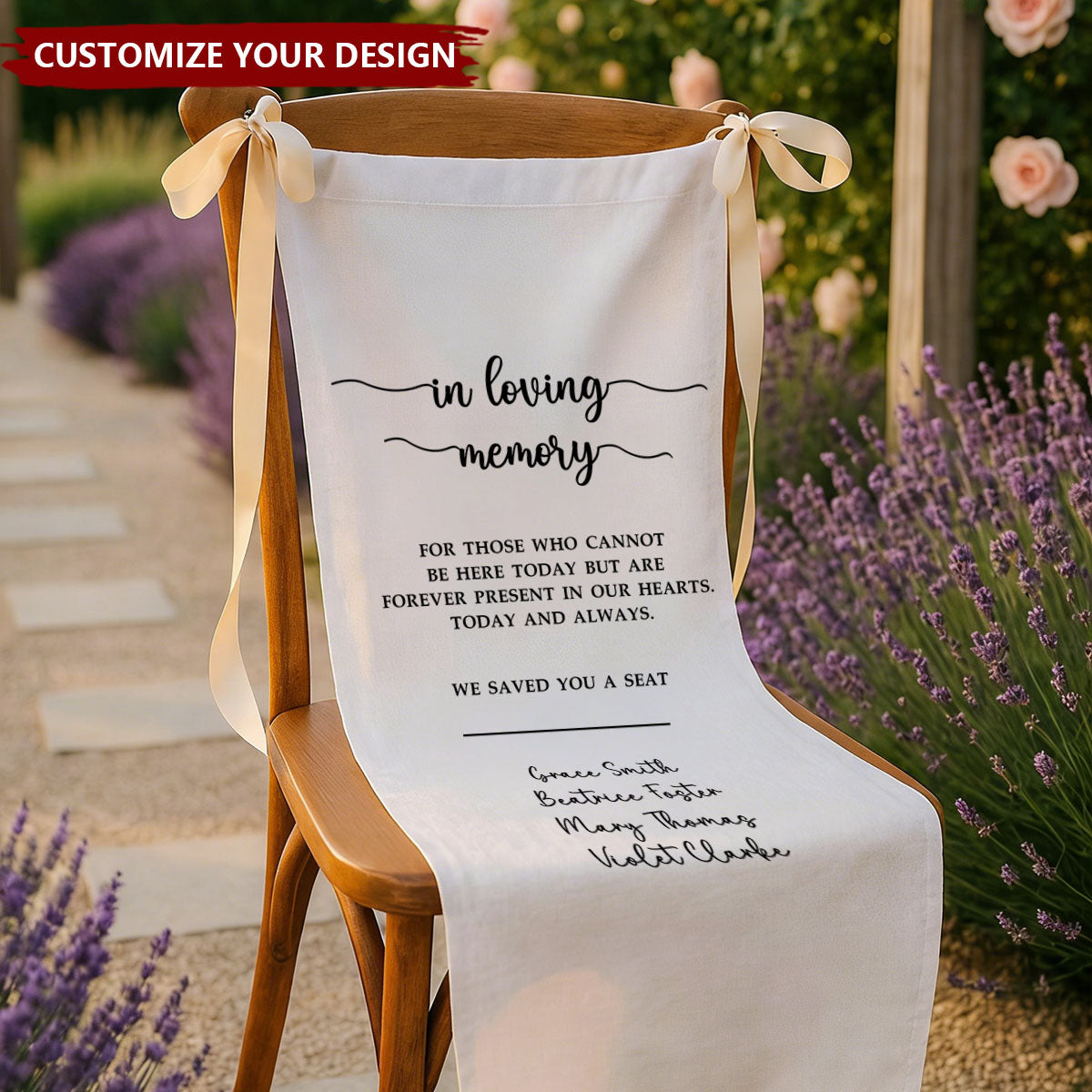 Personalized Memorial Wedding Chair Sign - Reserved Banner For Loved Ones