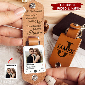 No Matter Where Life Takes Us - Personalized Leather Photo Keychain