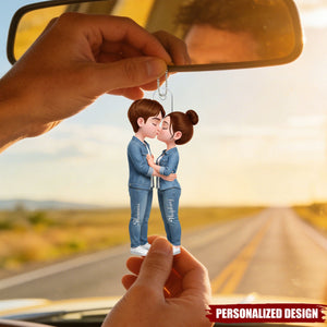 Romantic Couple - Personalized Acrylic Car Ornament  - Heartfelt Valentine's Day Gift for Her, for Him