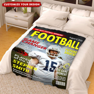 Custom Football Magazine Blanket, Great Gift for Football Lovers