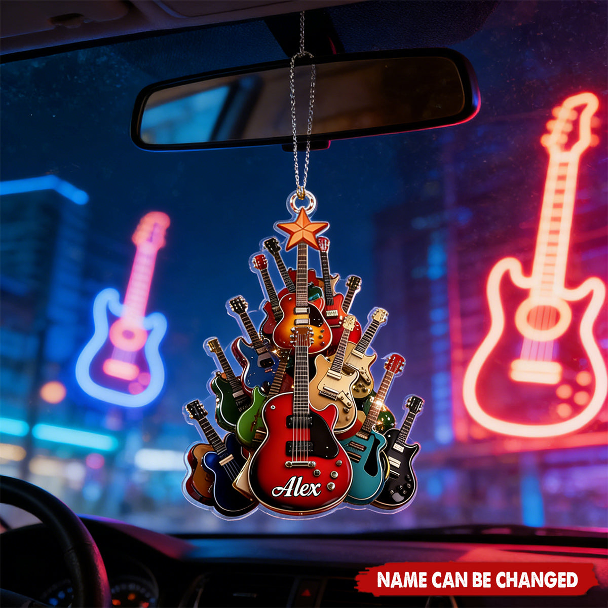 Electric Guitar Tree, Personalized Musician Acrylic Car Ornament