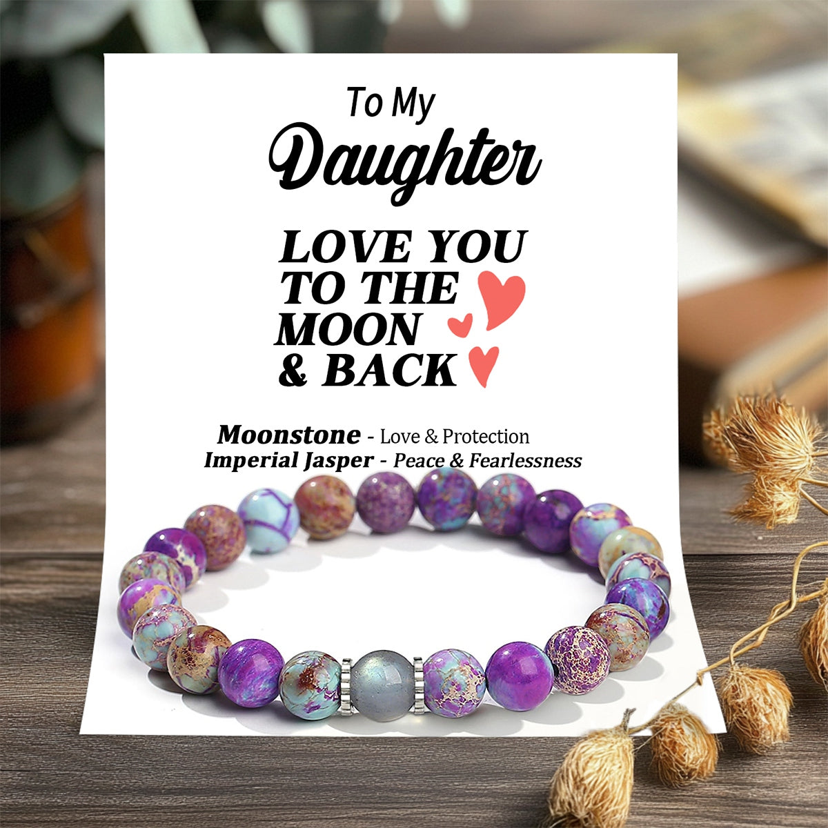 To Daughter/Granddaughter/Mom/Wife - Love You To The Moon & Back Stretchable Bracelet