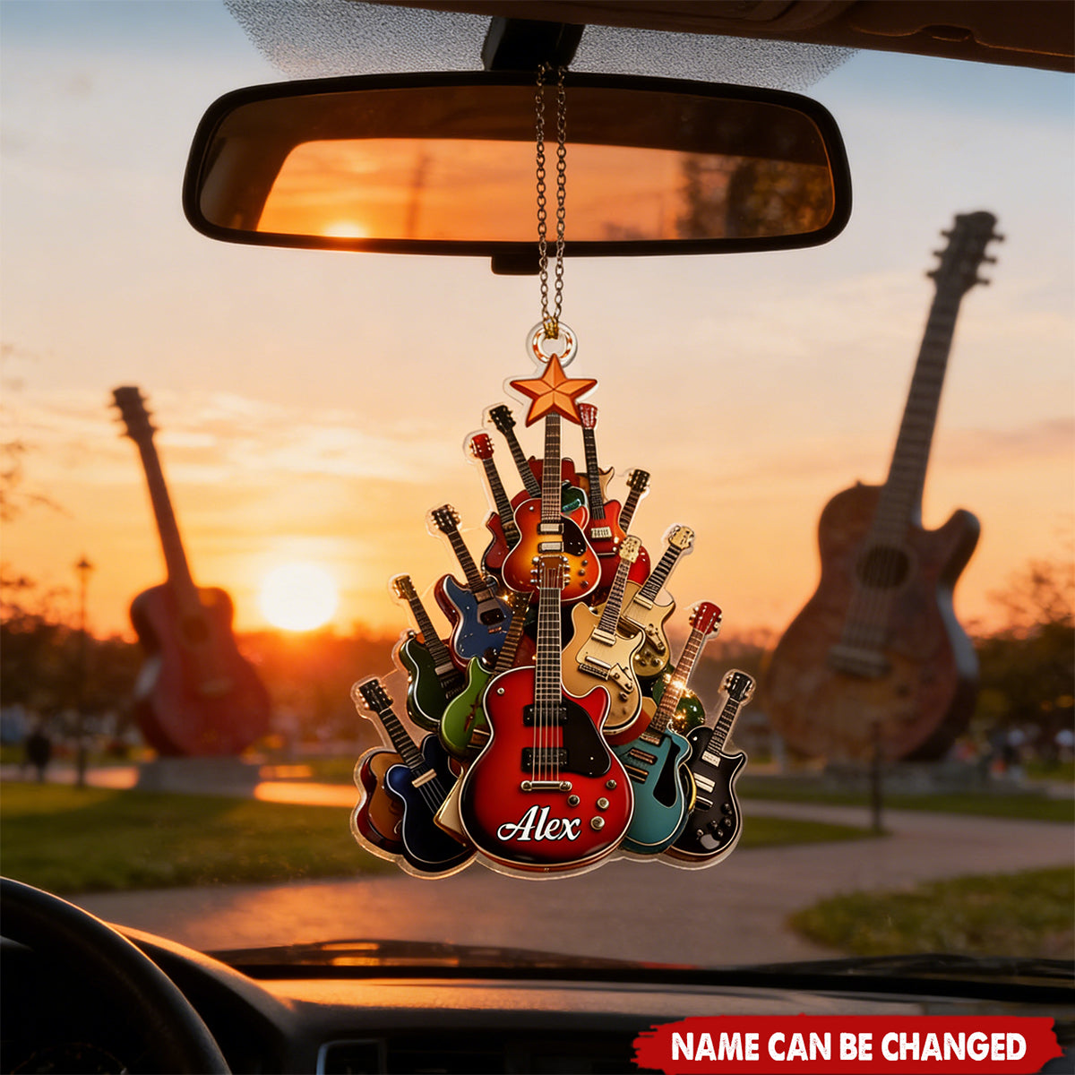 Electric Guitar Tree, Personalized Musician Acrylic Car Ornament