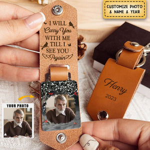 Until I See You Again - Personalized Leather Photo Keychain