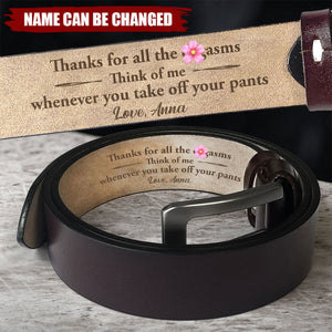 Couple Thanks For All The **gasms From Wife To Husband - Personalized Engraved Leather Belt