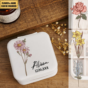 Custom Name And Birth Flower - Personalized Jewelry Box