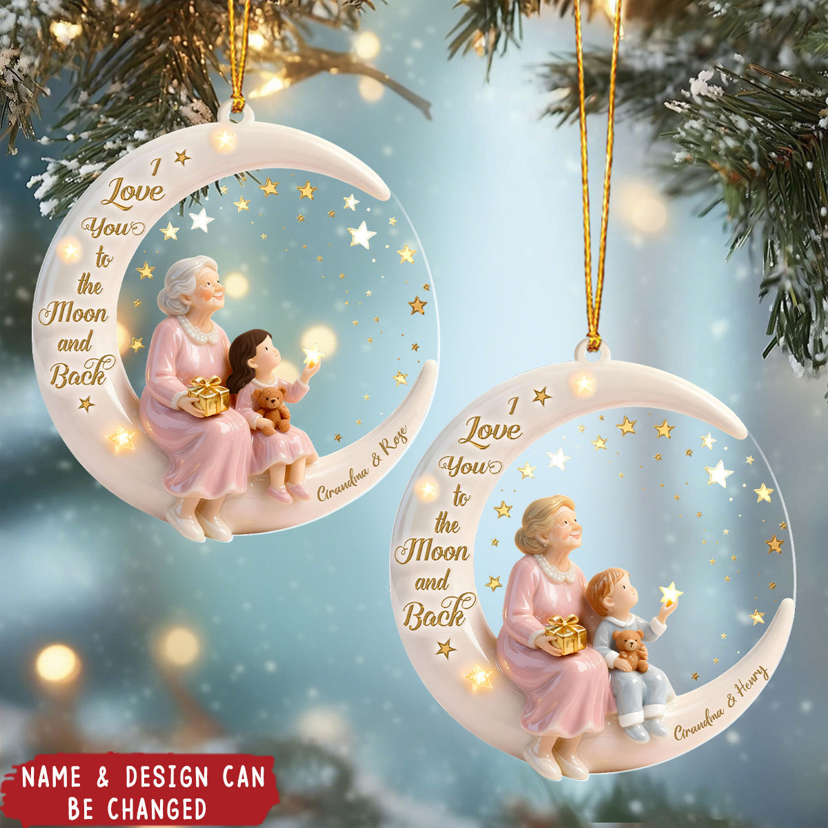 I Love You To The Moon And Back - Personalized 1-Layer Acrylic Ornament