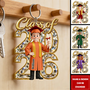 Congrats Grad Woman Man Crystal Effect - Personalized Acrylic Keychain