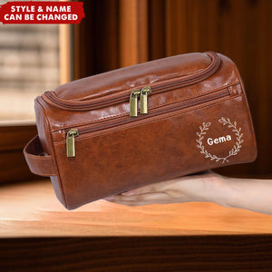 Personalized Name Leather Travel Hanging Organizer Makeup Bag