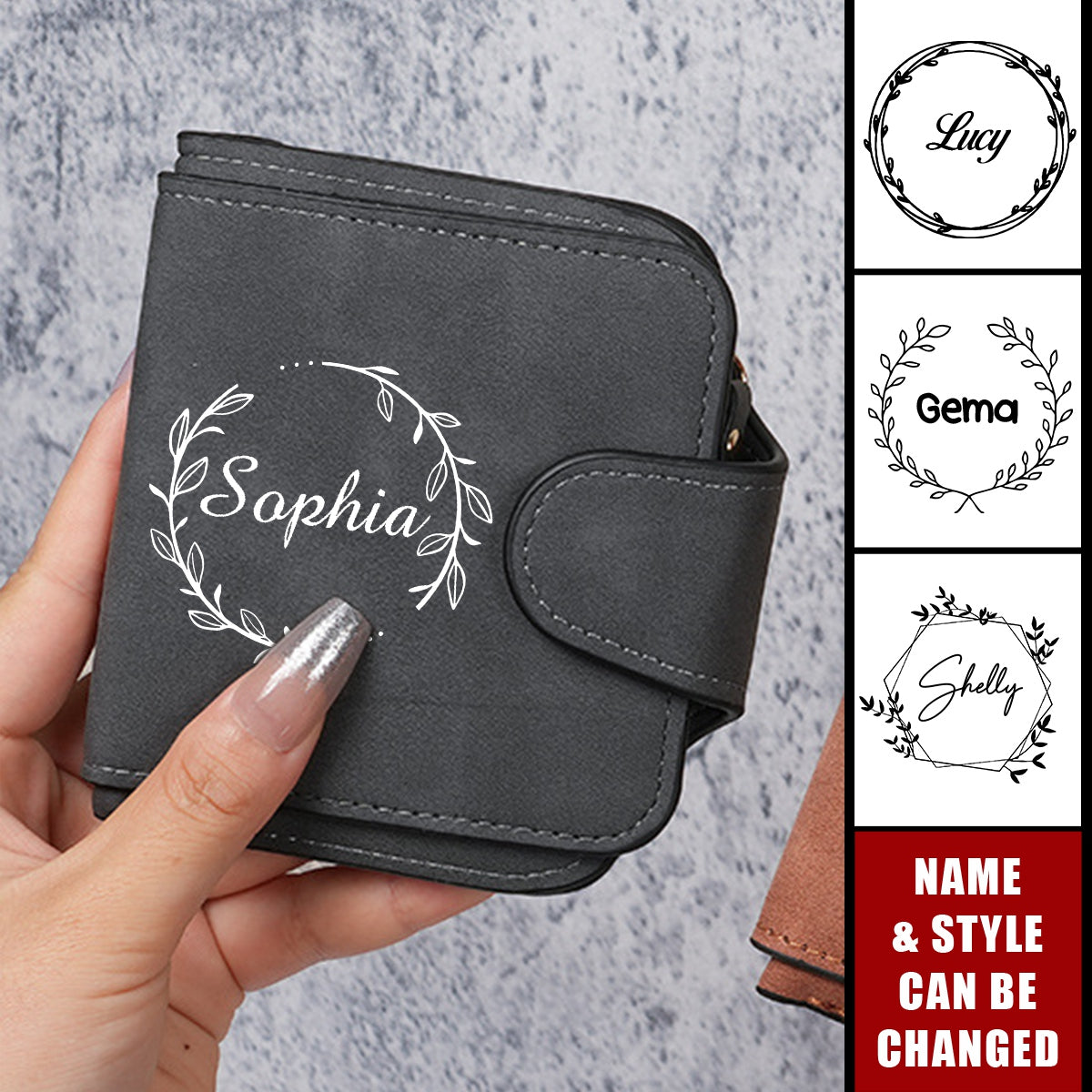 Personalized Name Trifold Credit Card Holder Zipper Pocket Wallet