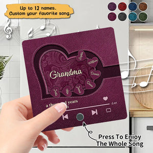 Grandma's Little Sweethearts, Leather Effect Printed Personalized Music Fridge Magnet