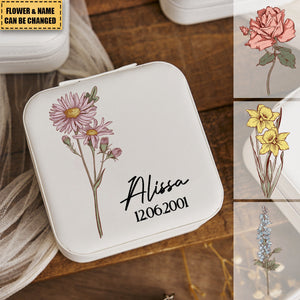 Custom Name And Birth Flower - Personalized Jewelry Box