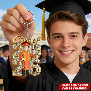 Congrats Grad Woman Man Crystal Effect - Personalized Acrylic Keychain