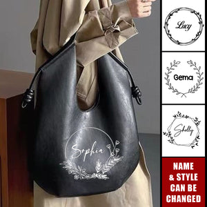 Personalized Name Hobo Bags Leather Travel Tote Shoulder Handbag