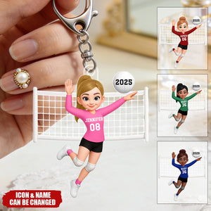 Volleyball Girl In Spike Action - Personalized Acrylic Keychain