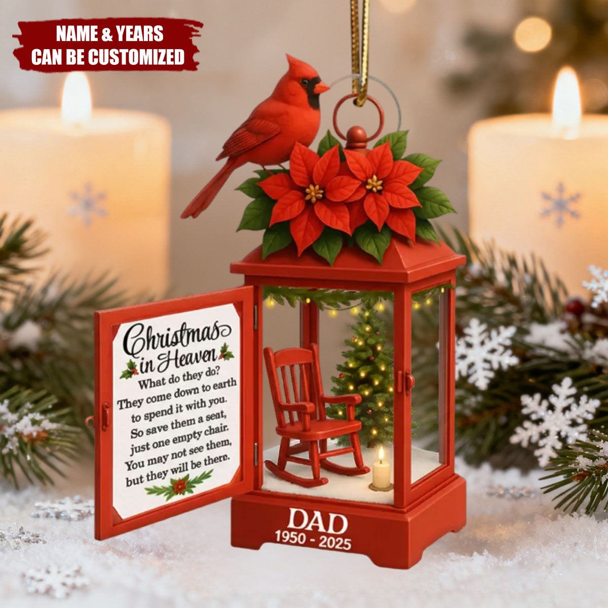 Christmas In Heaven - Personalized Lantern Memorial Chistmas Ornament