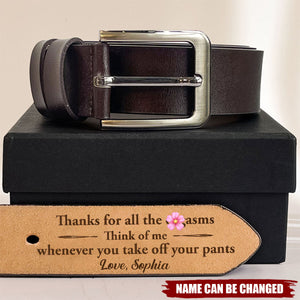 Couple Thanks For All The **gasms From Wife To Husband - Personalized Engraved Leather Belt