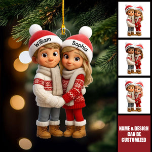 Couple Hug - Personalized Acrylic Ornament, Christmas Gift For Him, Gift For Her