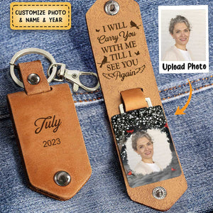 Until I See You Again - Personalized Leather Photo Keychain