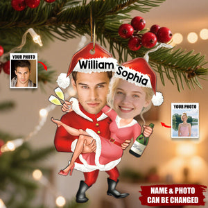 Santa Couple Celebration - Personalized Couple Acrylic Ornament