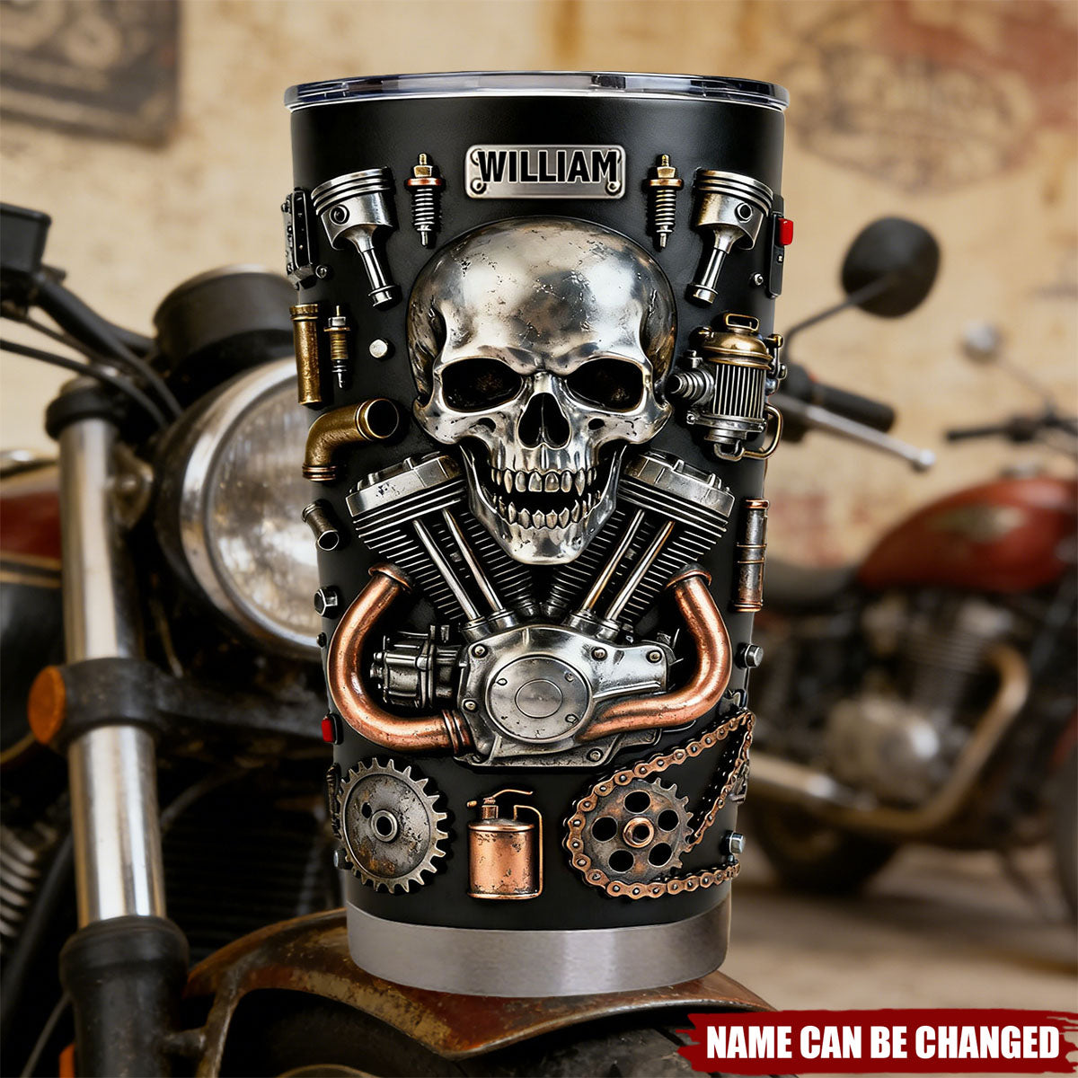 Skull Tumbler - Personalized Gifts For Bikers
