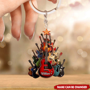 Electric Guitar Tree, Personalized Musician Acrylic Keychain