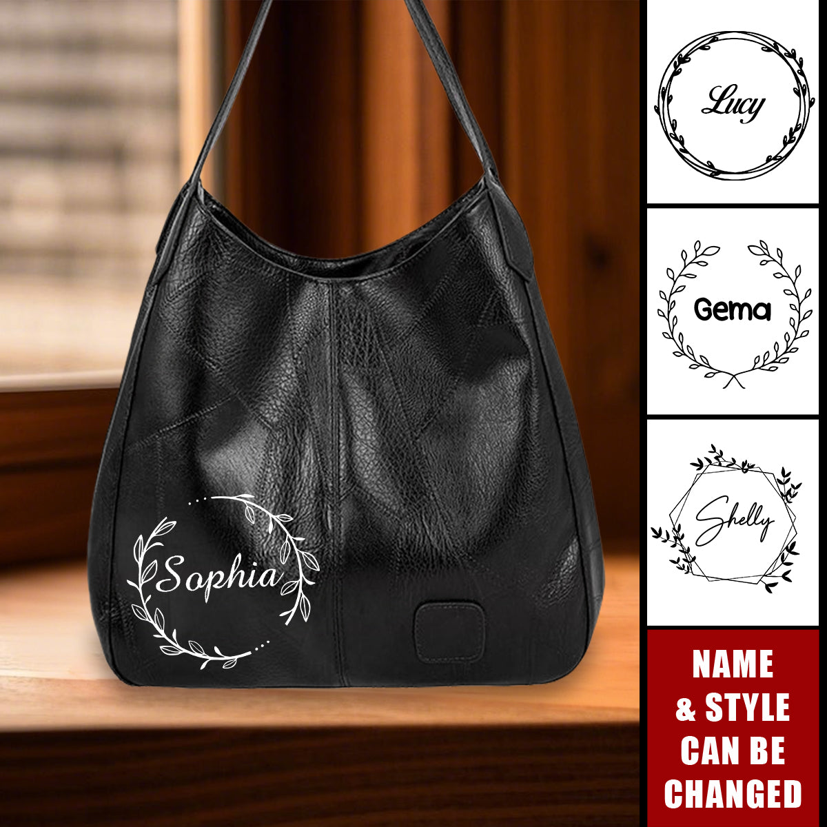 Personalized Name Leather Hobo bag Purse Tote Shoulder Handbags