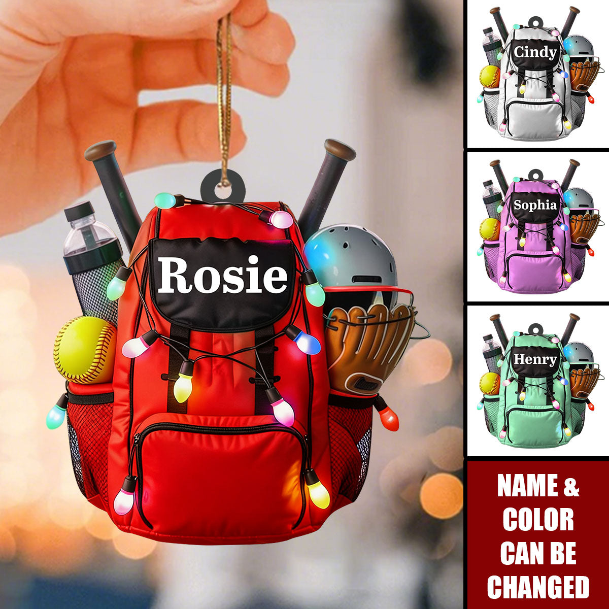 Personalized Softball Bag Ornament, Custom Softball Ornaments