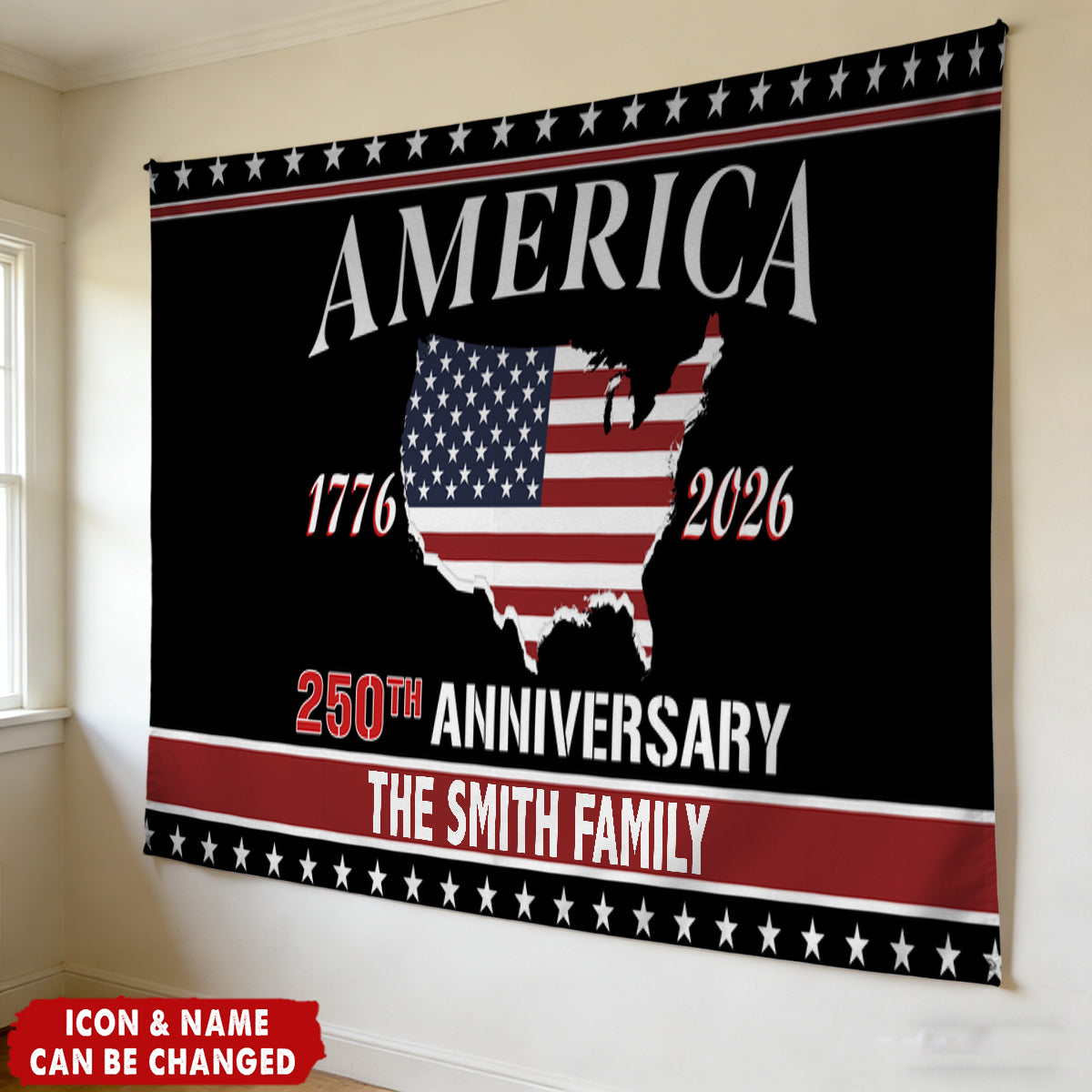 Personalized Family Name America 250th Anniversary Banner House Flag