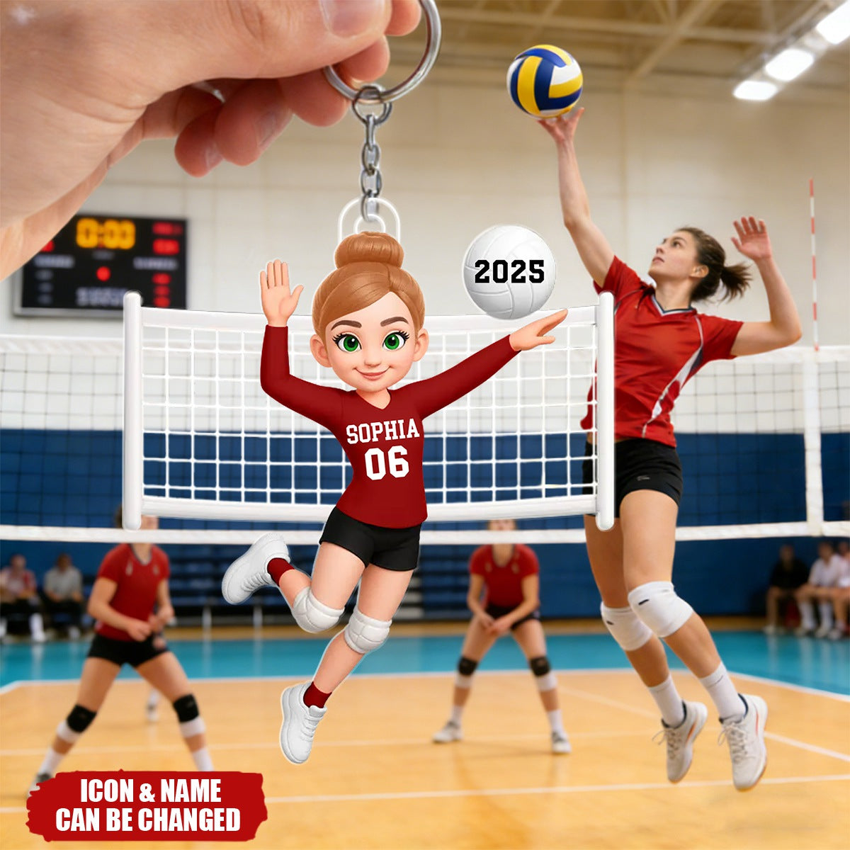 Volleyball Girl In Spike Action - Personalized Acrylic Keychain