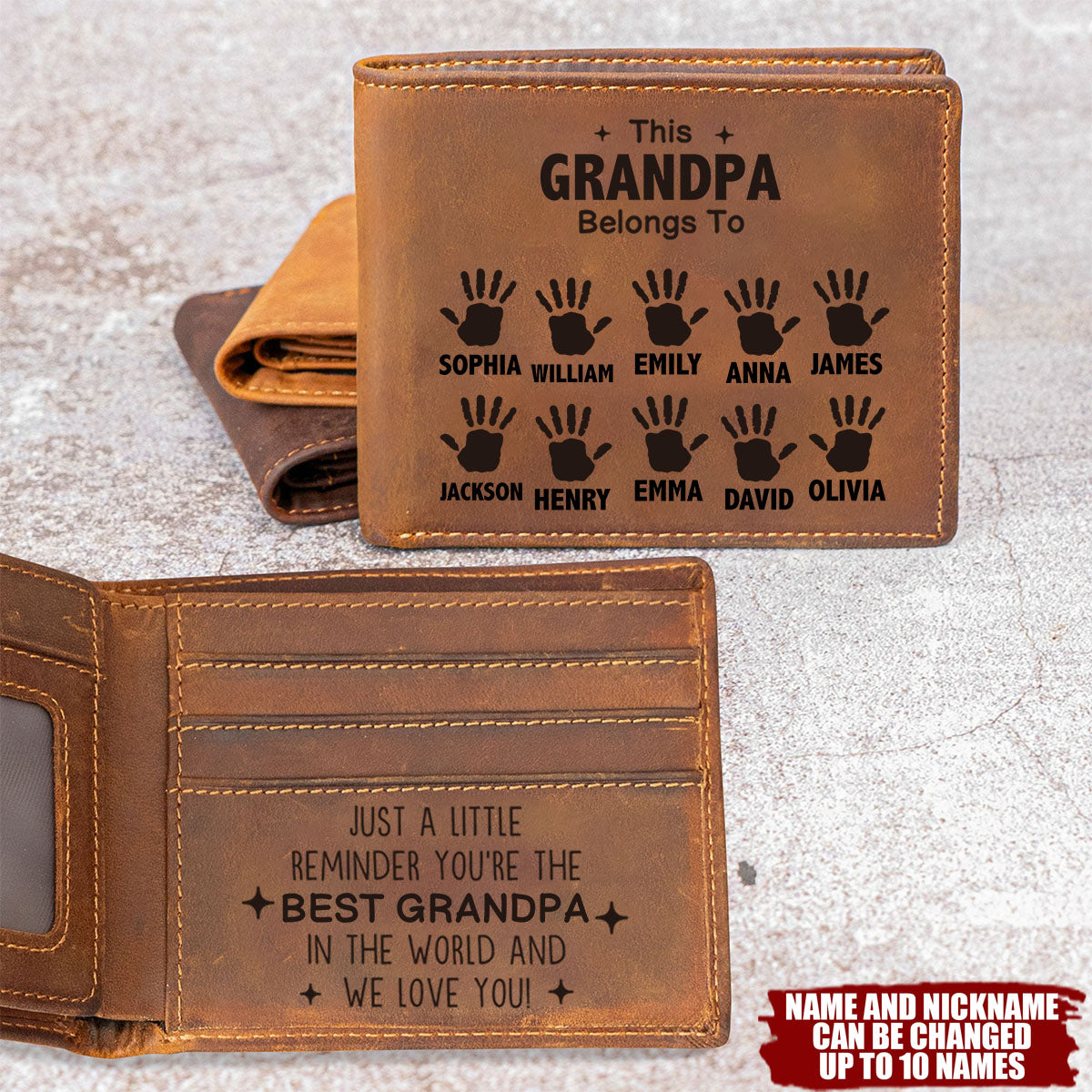 This Grandpa Daddy Belongs To - Reminder We Love You - Personalized Leather Wallet