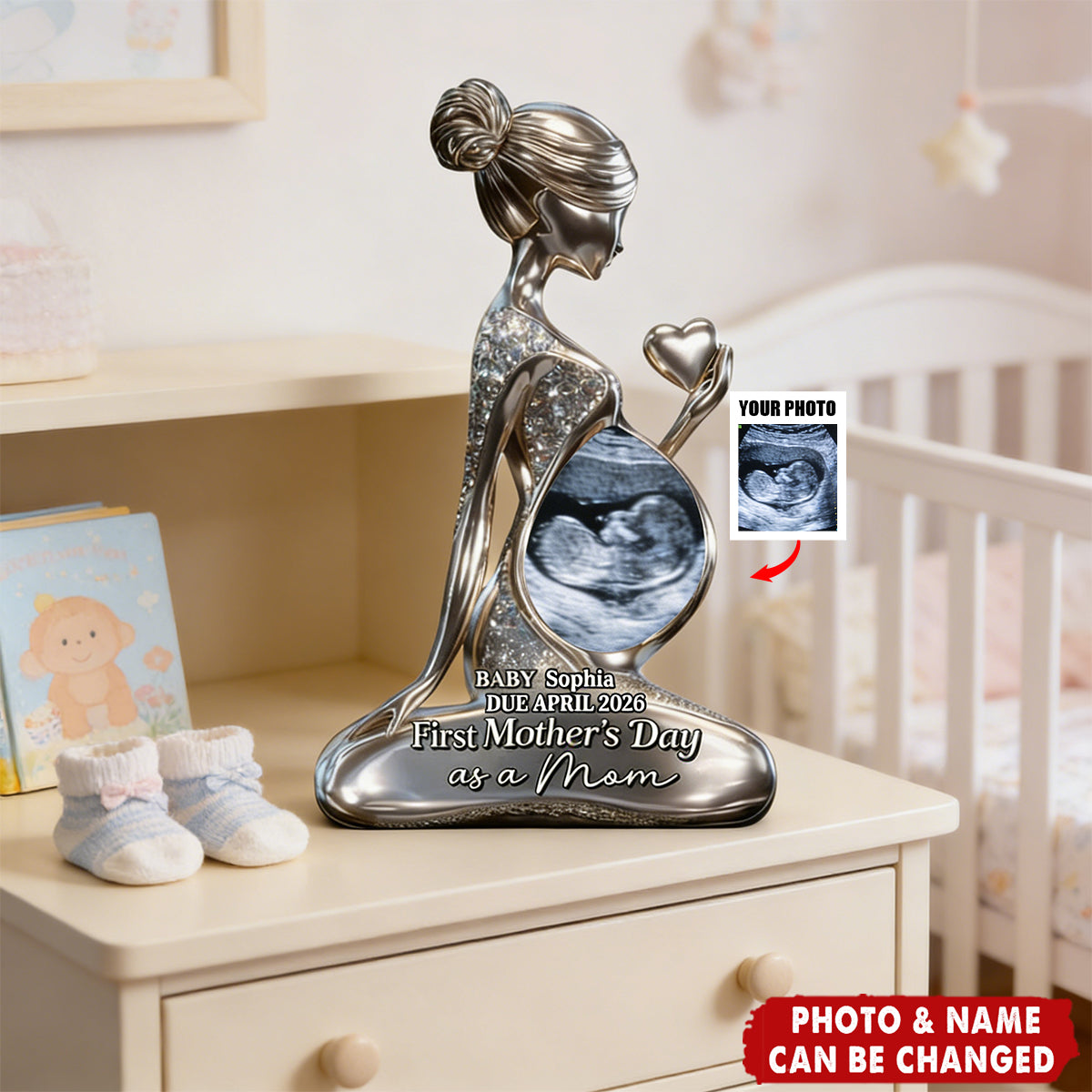 Personalized Baby Bump Plaque for Expecting Moms - Family Pregnancy Announcement