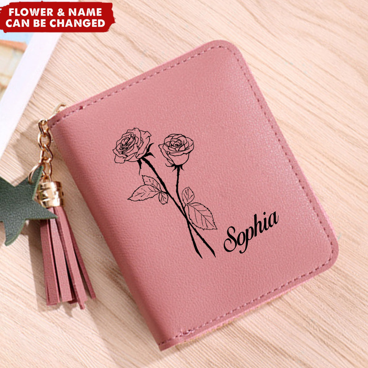 Personalized Birthday Flower Multi Card Slots Wallet