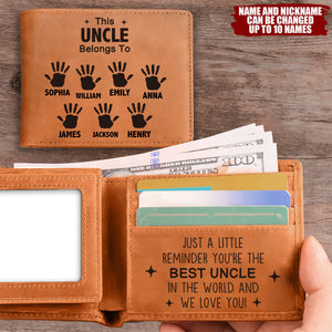 This Grandpa Daddy Belongs To - Reminder We Love You - Personalized Leather Wallet