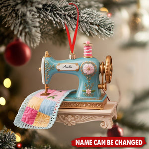 Sewing Machine Quilter Personalized Christmas Acrylic Ornament - Seamstress Gift