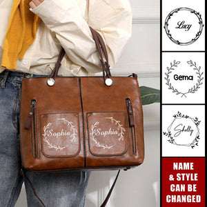 Personalized Name Leather Hobo Shoulder Satchel Bags Crossbody Handbag